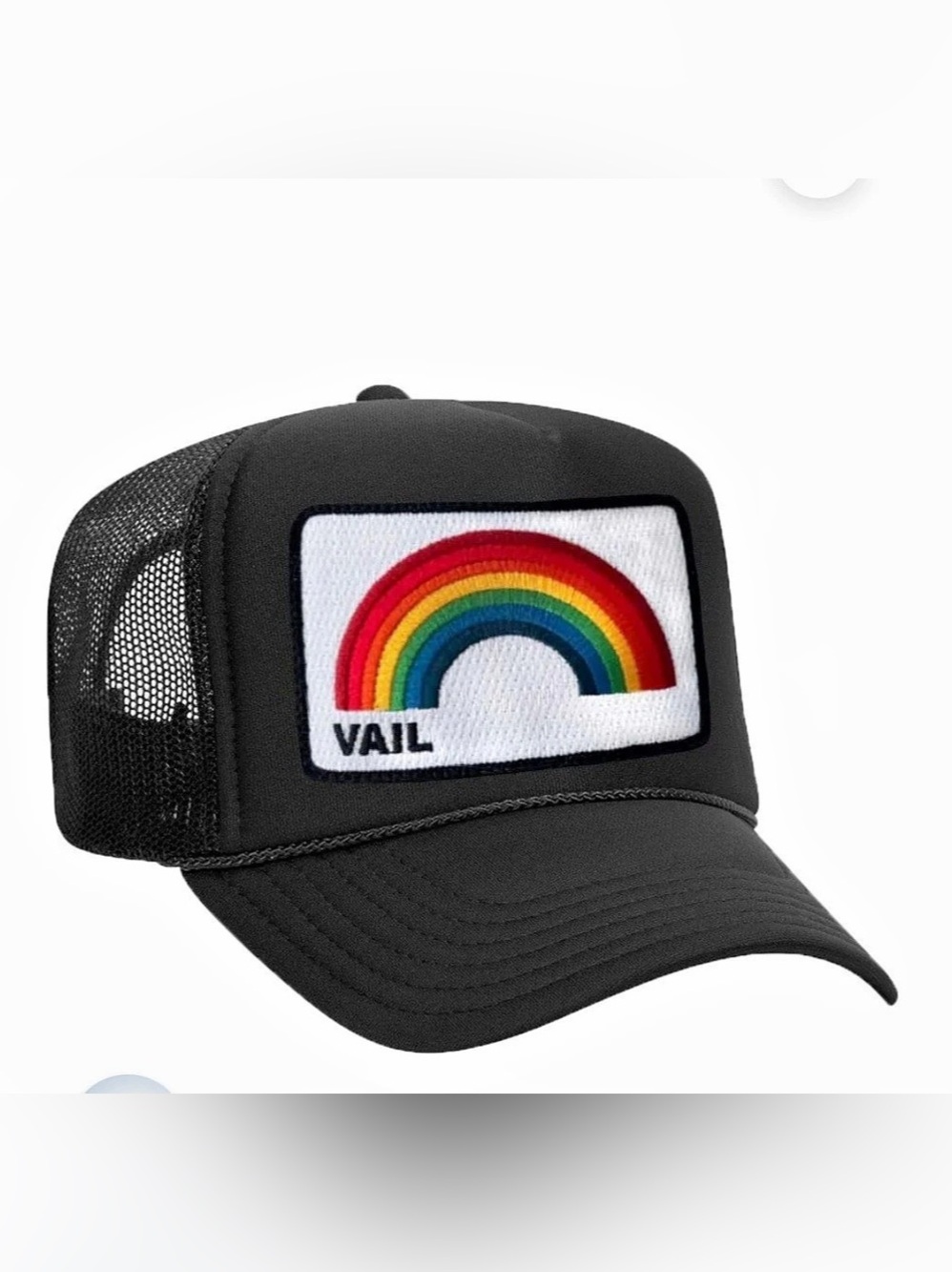 Aviator Nation Rainbow Patch Trucker Hat in Black Like New